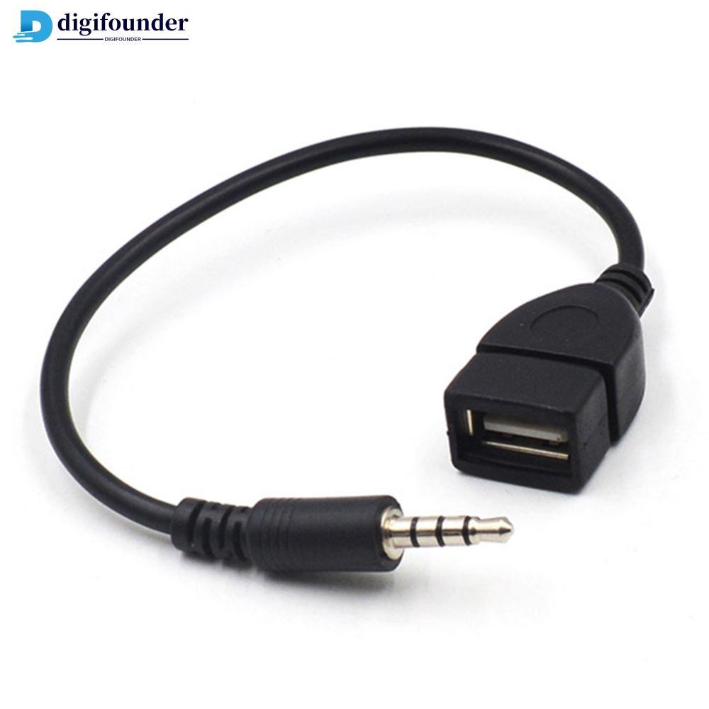 DIGIFOUNDER สีดํา 3.5 มม.เสียงชาย AUX to USB Type A หญิง OTG อะแดปเตอร์แปลงสายสําหรับรถยนต์ A9T9