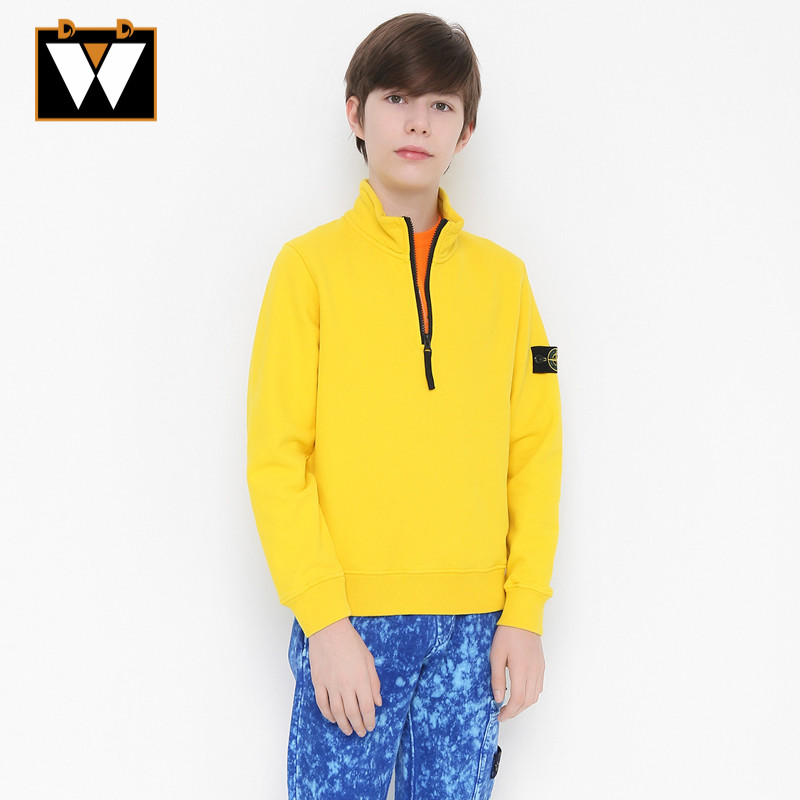 STONE ISLAND Ishima เสื้อกันหนาวสำหรับเด็ก ทำจากผ้าฝ้ายแท้ มีลายซับขนแกะและป้ายโลโก้