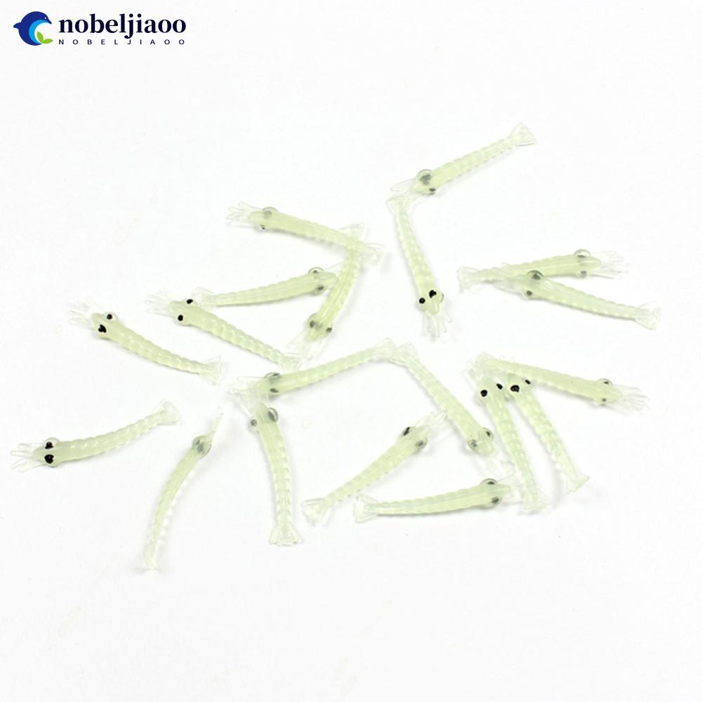 NOBELJIAOO 100 ชิ้น/ล็อต 4 ซม.กุ้งส่องสว่างเหยื่อตกปลาเหยื่อซิลิโคนเรืองแสงประดิษฐ์ Sabiki Rig Lures