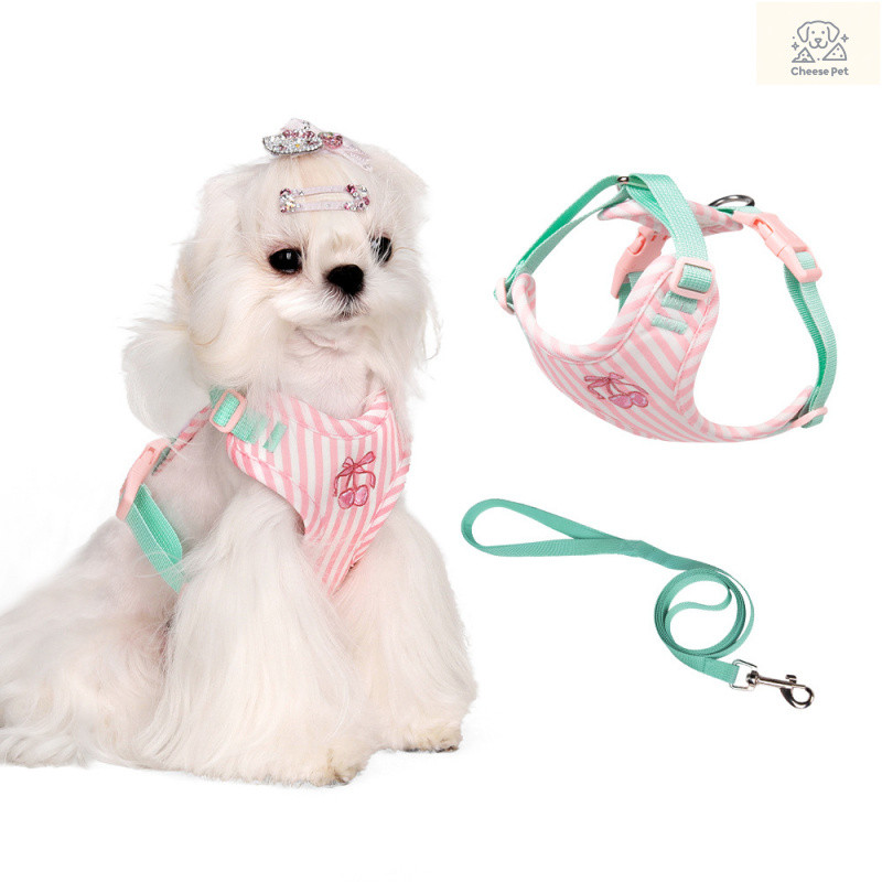 CheesePet เสื้อฮาร์เนสสัตว์เลี้ยง สายจูงป้องกันการหลุดหนี สายจูงสุนัฟลายน่ารัก