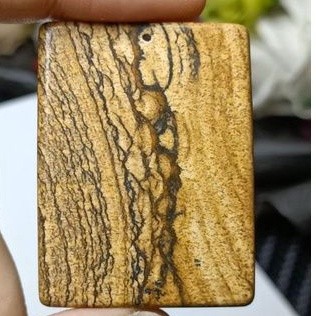 America Natural Picture Jasper Stone Pendant (รูปแบบธรรมชาติ-วิวภูเขา) 天然美国进口吊จี้