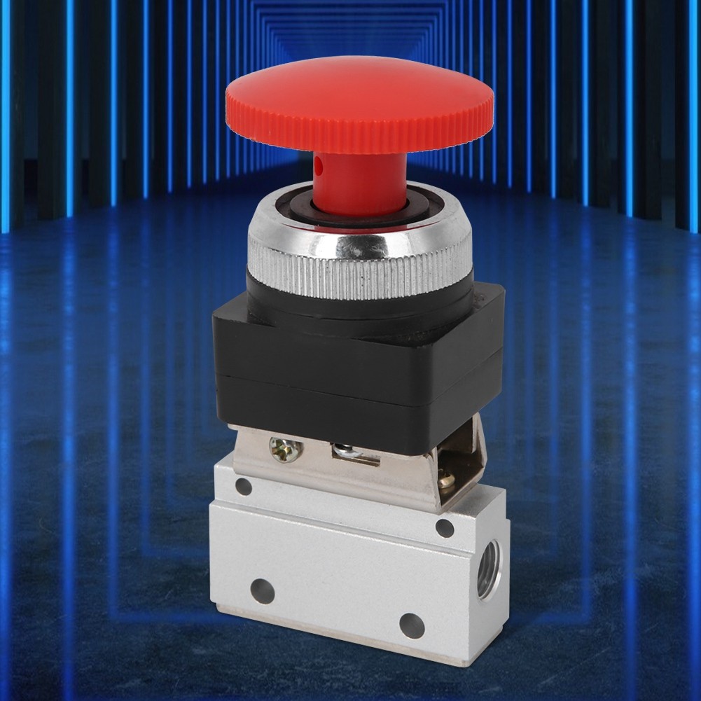 MOV-03EB G1/8 Thread Mushroom Button วาล์วเครื่องกล 2-Way Air Aluminium Alloy