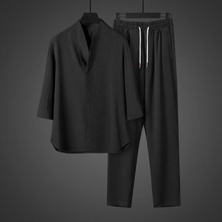 สินค้าใหม่! สูทแขนสั้นผ้าไหมน้ำแข็งสไตล์จีน สำหรับผู้ชาย ใส่…