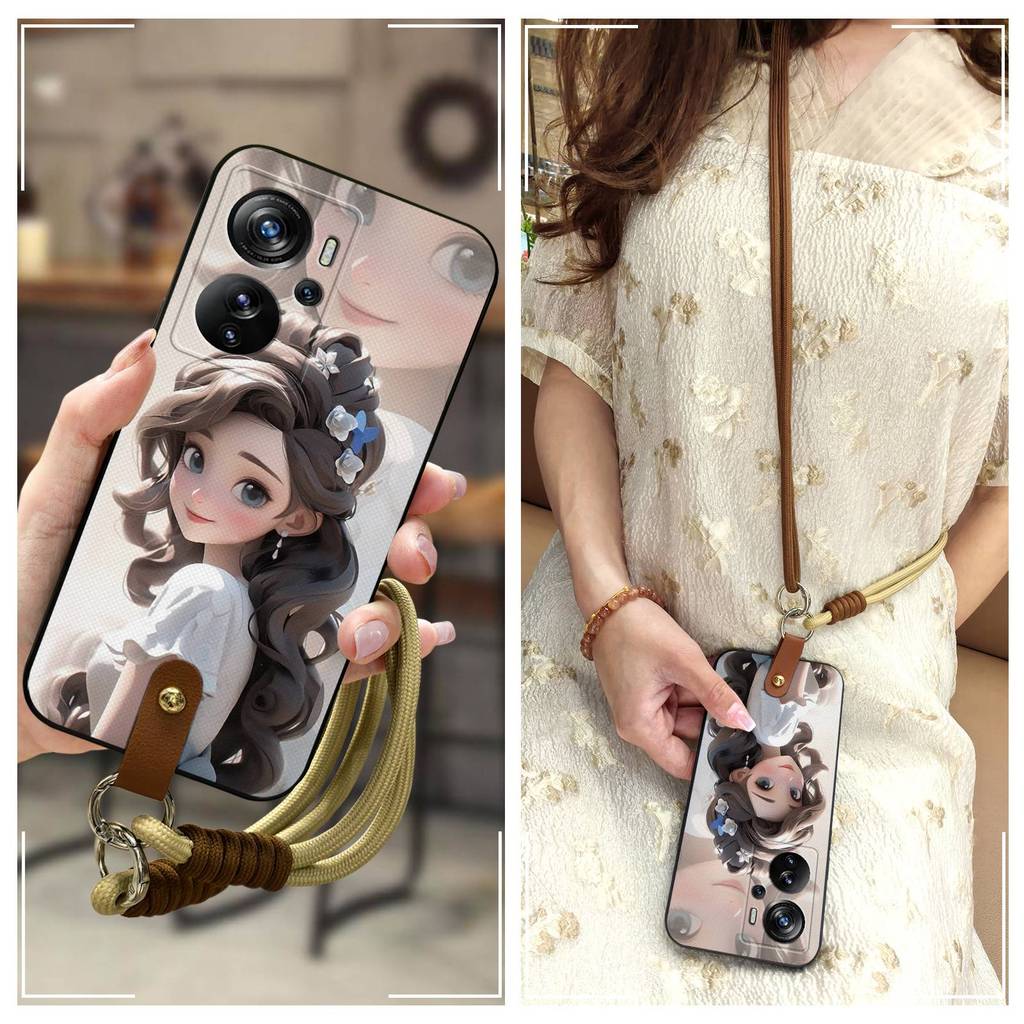 ป้องกันเคสโทรศัพท์ที่ทนทานสําหรับ ZTE Axon40 Pro/A2023 การ์ตูนแฟชั่นการออกแบบ Lanyard Crossbody TPU 