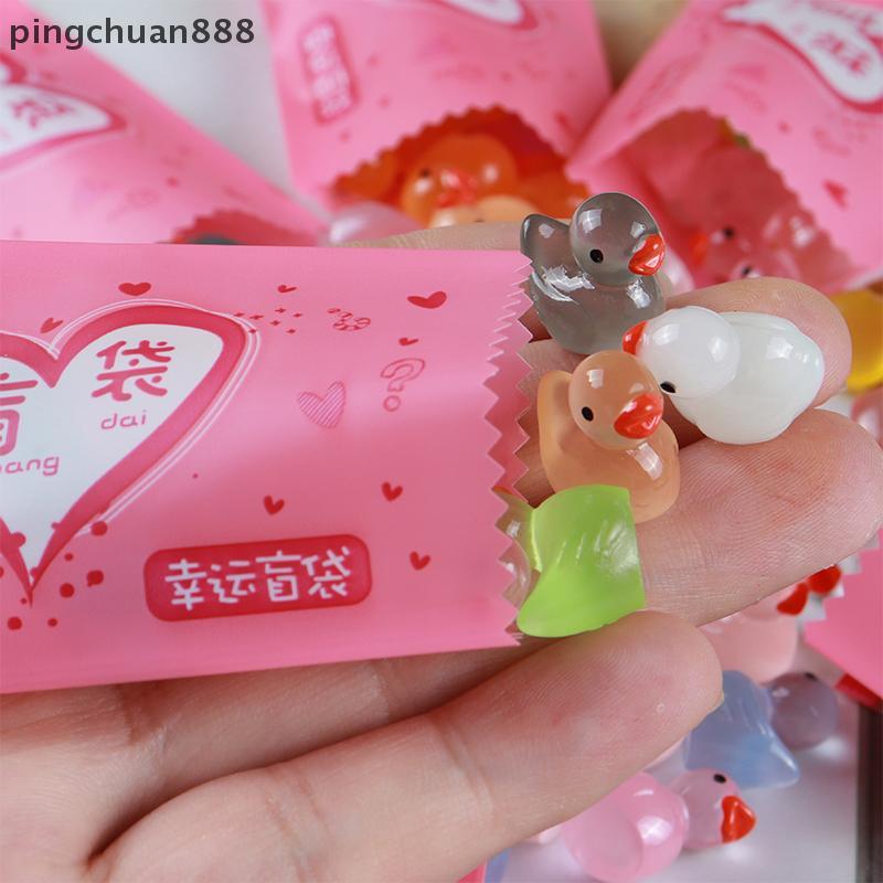 Pingchuan888 5pcs น่ารัก Mini Luminous เรซิ่นเป็ดน้อยของเล่น Surprise ตุ๊กตาตัวเลขตกแต่งบ้านปลอม Can