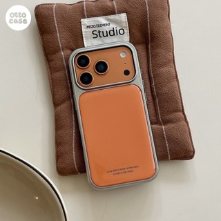 high end aesthetic orange iphone 17 pro max phone case silver edge 16 pro 15 14 promax new style apple casing