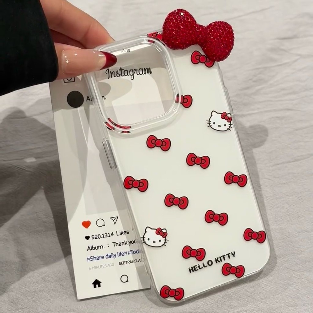 เคสไอโฟน13 แฟชั่นการ์ตูนลูกแมวพร้อมโบว์ น่ารัก สำหรับ IPhone 13 11 12 Pro Max 12 11 Pro 14 15 16 Pro Max 16 15 Plus Case