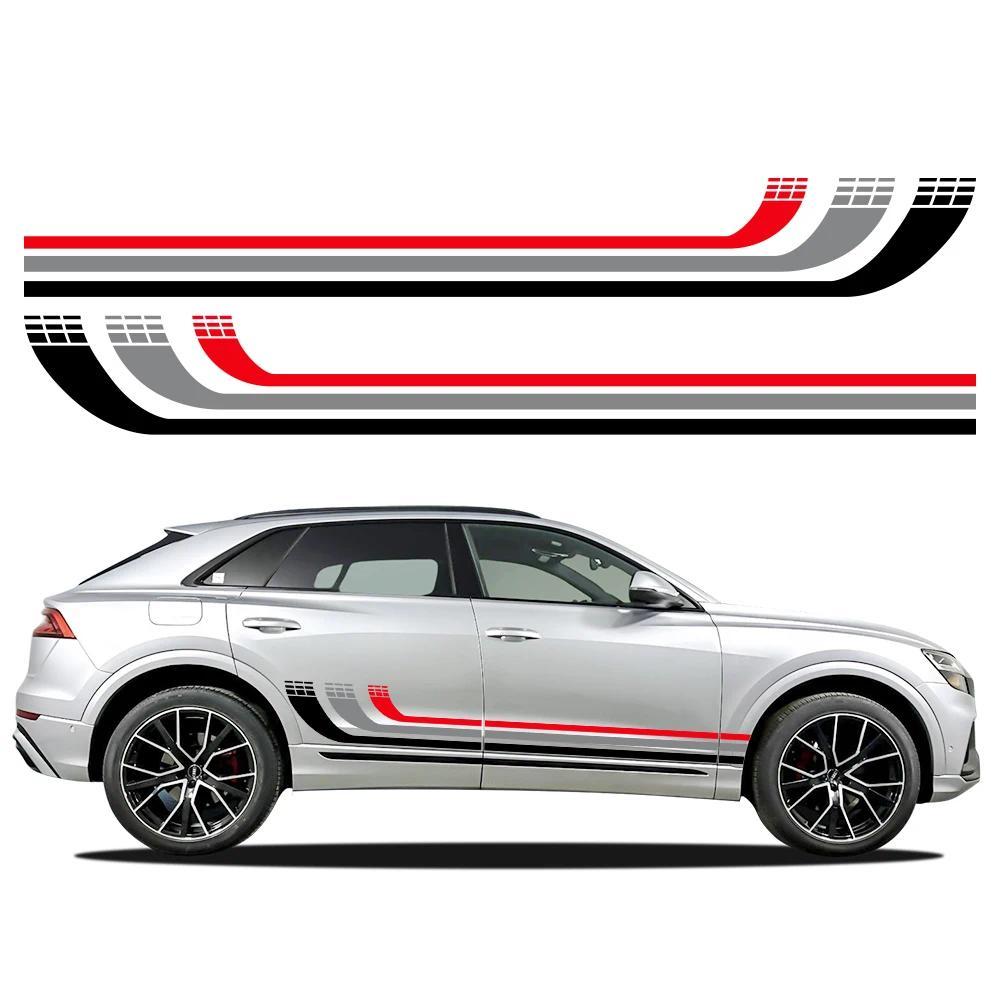 รถประตูกราฟิกด้านข้างสติกเกอร์ไวนิลฟิล์ม Decals Trims อุปกรณ์ตกแต่งสําหรับ Audi Q8 SQ8 RS TFSI Quatt