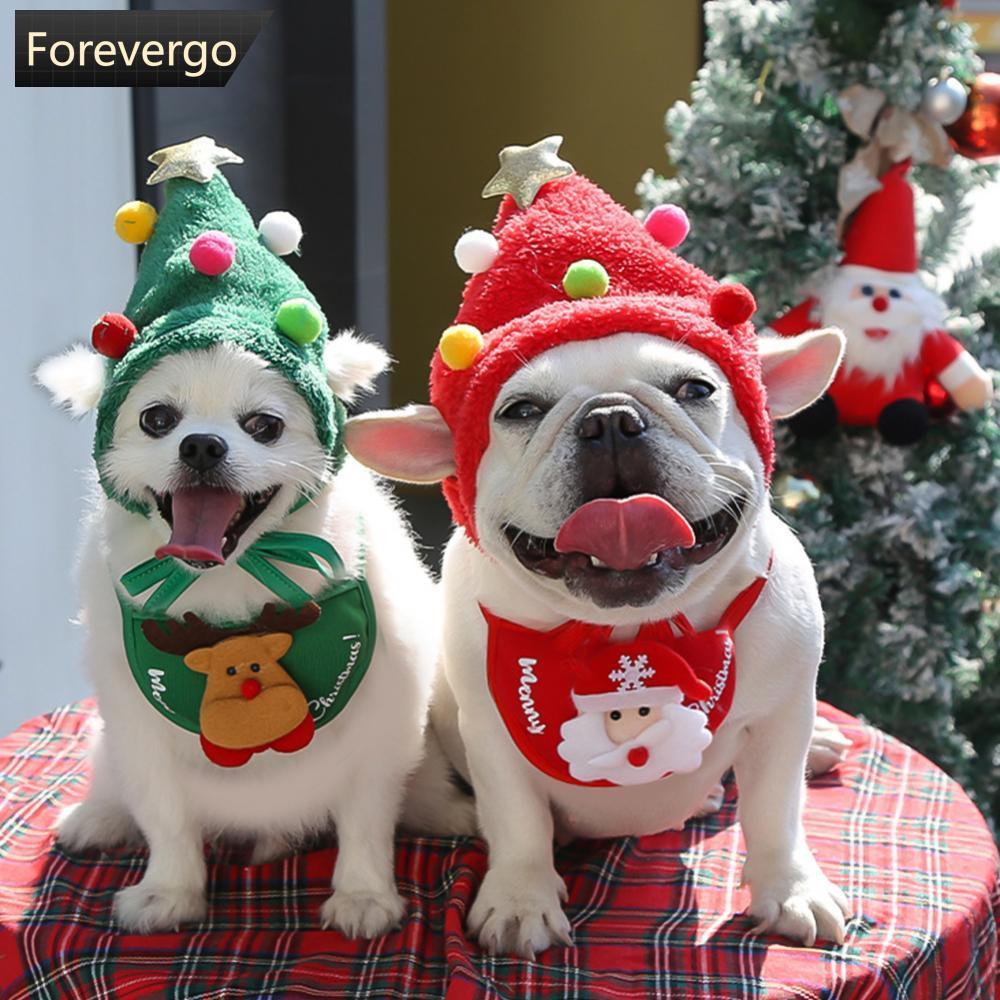 FVG น่ารักสัตว์เลี้ยงคริสต์มาสคอสเพลย์หมวกสําหรับสุนัขแมวเสื้อผ้าเครื่องแต่งกาย Santa หมวกผ้าพันคอ D