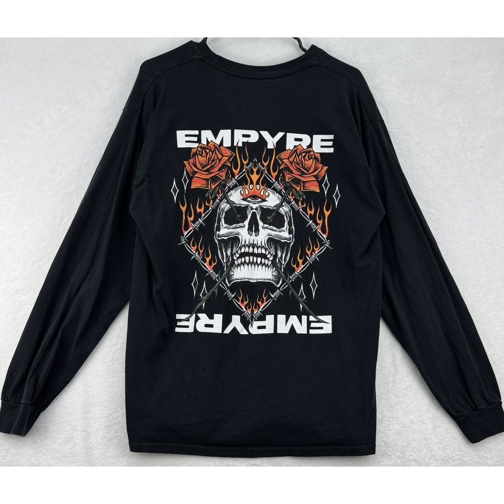 เสื้อแขนยาวEmpyre Unisex Black Skull Rose ทำจากผ้าฝ้าย100% สไตล์Street Wear