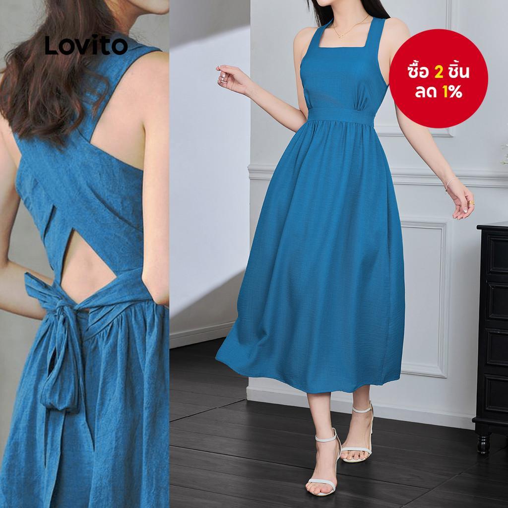 B131-MAY25-A-1-เดรสผูกเอวหลังคอเหลี่ยม-DRB131PBD1013