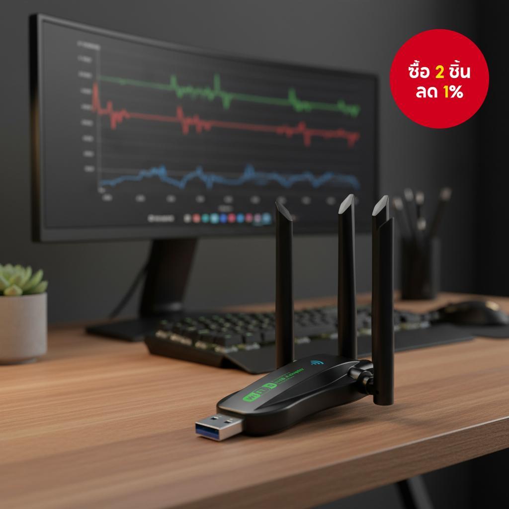 อะแดปเตอร์ USB WiFi และ Bluetooth แบบดูอัลแบนด์ AX900 พร้อมเสาอากาศ สําหรับ Windows เสียบแล้วใช้งานไ