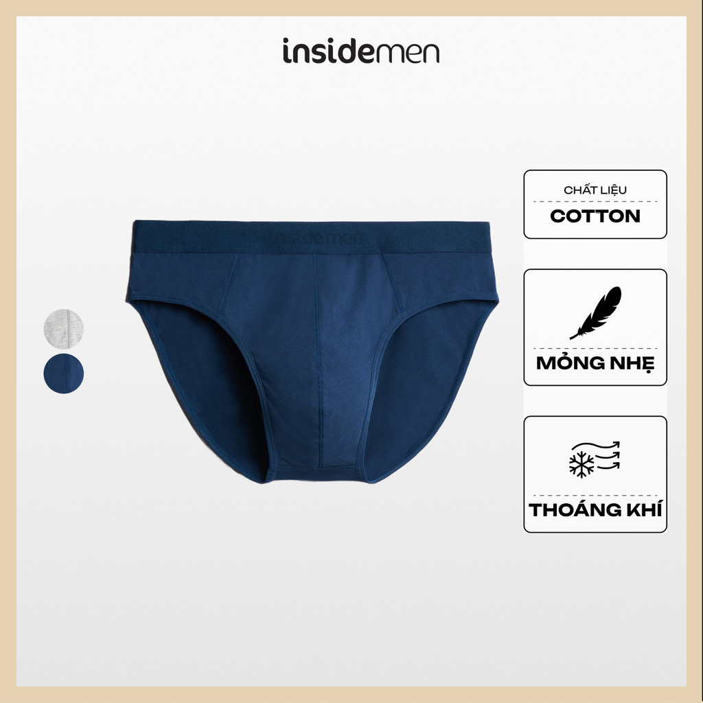 ข้างใน- กางเกงชั้นในผู้ชายทรงสามเหลี่ยมผ้าคอตตอนนิ่มโปร่งสบาย IBF015