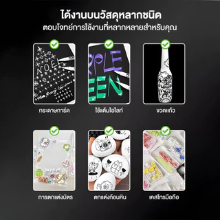 มาร์คเกอร์สีขาว ปากกาไวทบอร์ด มาร์กเกอร์สีขาวมันวาว ปากกาเคมี สีขาว แบบลบไม่ออก กันน้ำ แห้งเร็ว กลิ่นไม่ฉุน