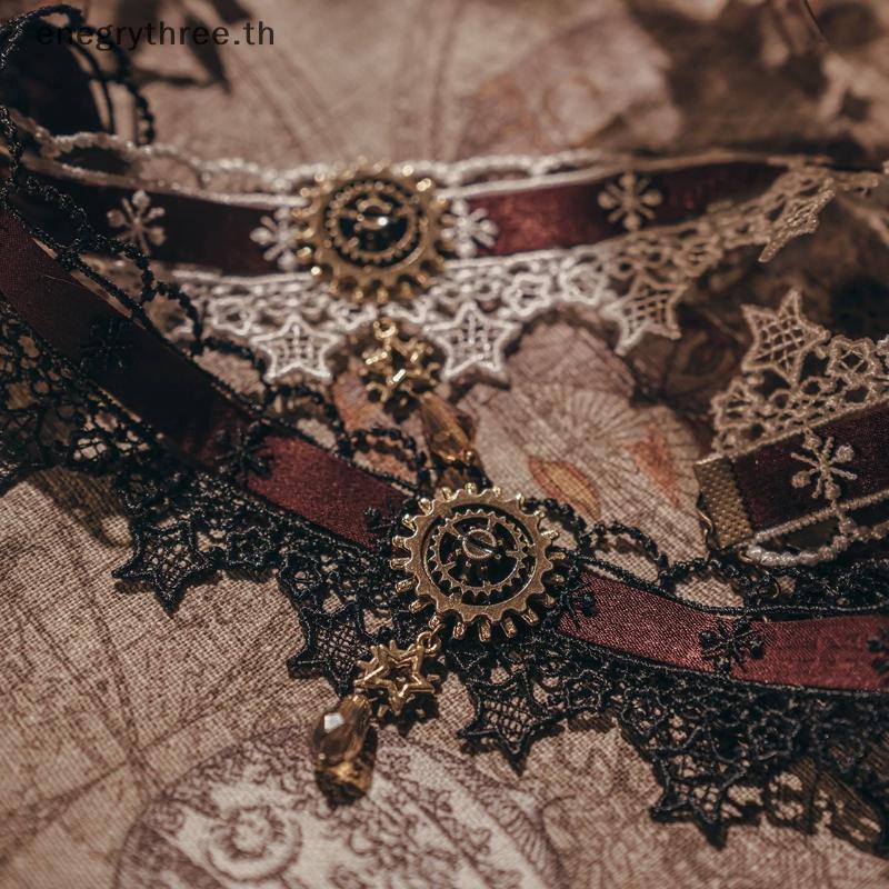 TH & Fashion Gothic Punk Steampunk Necklace Christmas Ribbon Lace Choker Collar Necklace .