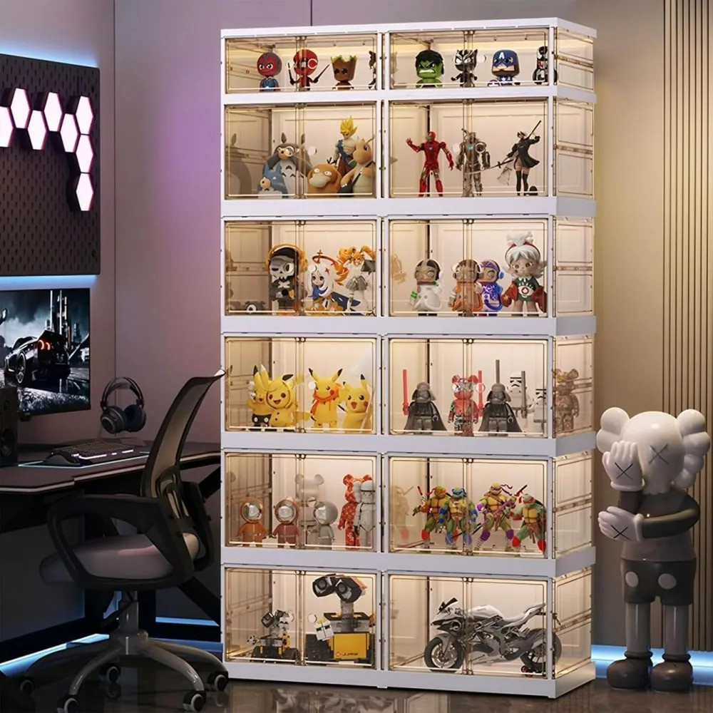 ตู้โชว์ Curio 6 ชั้นพร้อมประตู, ตู้เก็บของสูง 67 อัน, ตู้ Curio แบบพับได้และสมุดหนังสือสําหรับของสะส