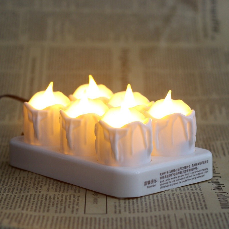 LED Electronic Rechargeable Candle Simulation White Shell Tears No Candle Light SPA Wedding Hotel B 