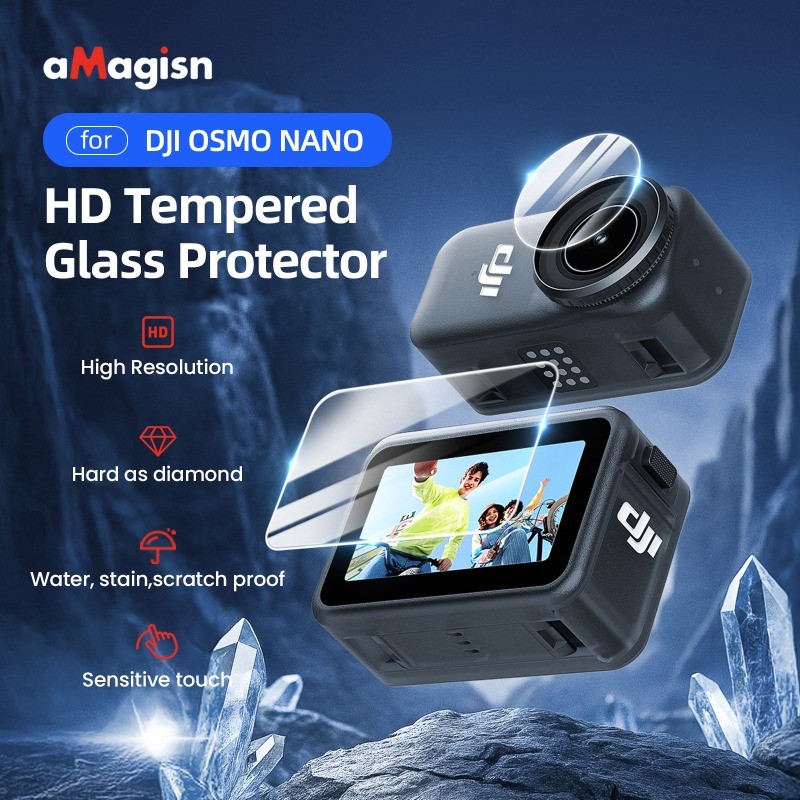 AMagisn กล้องหน้าจอกระจกนิรภัย + เลนส์ฟิล์มไฮโดรเจลสําหรับ DJI Osmo Nano,9H + ความแข็ง HD Clear อุปกรณ์ป้องกัน