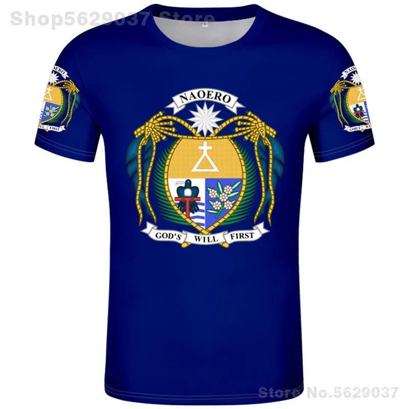 เสื้อยืด Nauru T พร้อมพิมพ์โลโก้และข้อความแบบกำหนดเอง สำหรับวิทยาลัย
