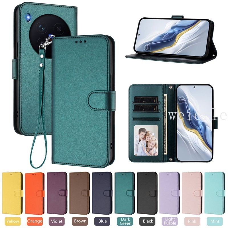 กระเป๋าสตางค์หนังสําหรับ Vivo X100 Pro X300Pro X100Ultra X200 PRO MINI X200S โทรศัพท์มือถือสําหรับเชือกหรูหราซิปฝาครอบสมาร์ทโฟนปลอก