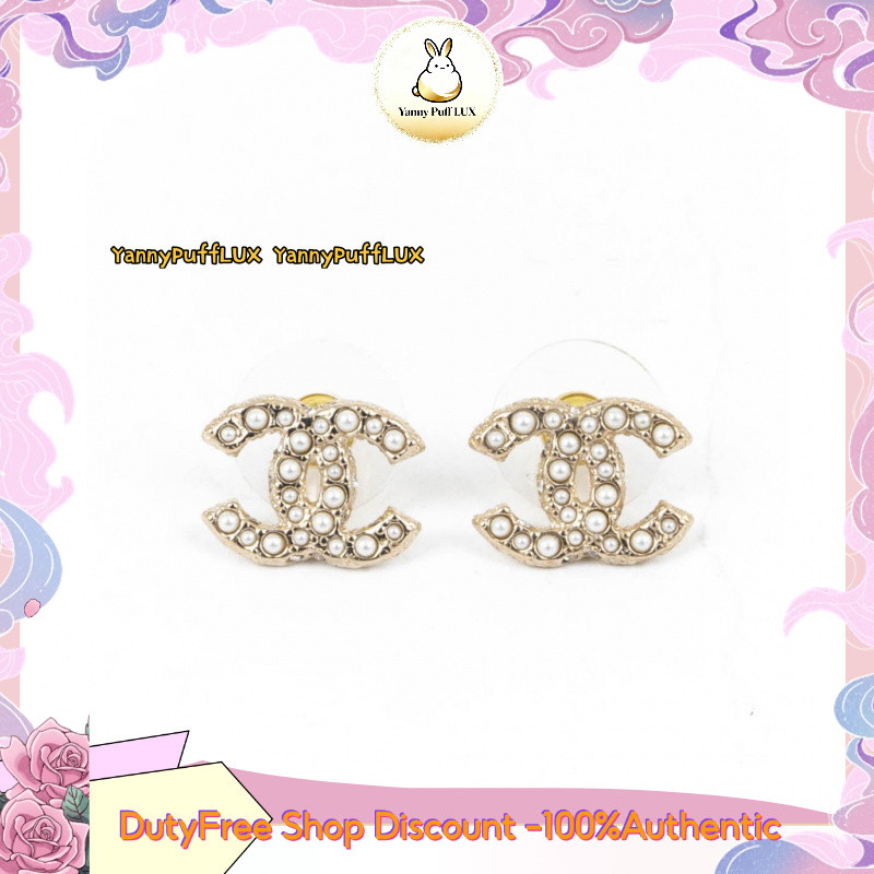CHANEL CC EARRINGS PEARL 1.5CM  ต่างหู  เครื่องประดับหู ﻿