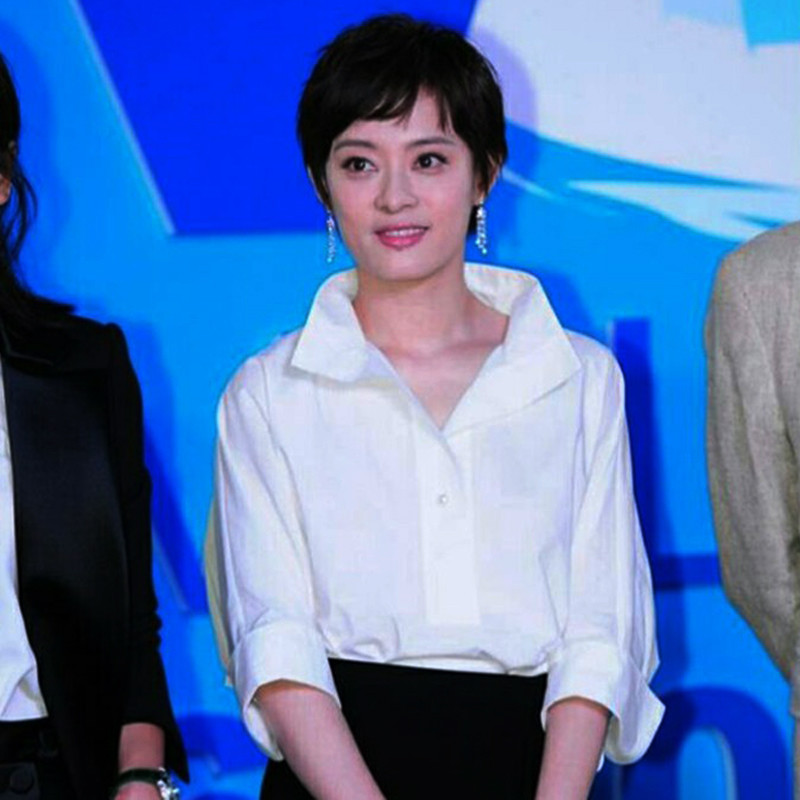Sun Li Zhang Ziyi คนดังสไตล์เสื้อผู้หญิง High-End สีขาว Stand-Up Collar ขนาดใหญ่ตุ๊กตา Niche Design 