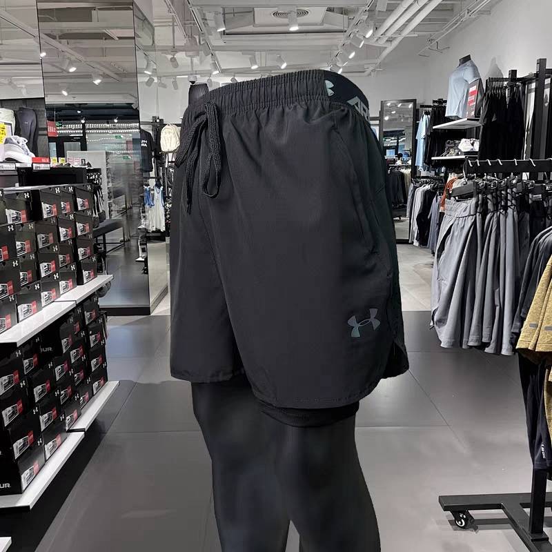 UA Sports Shorts Summer Men's Quick-Drying Breathable Fitness Running Training Fake Two Shorts Casua