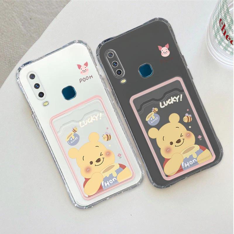 Vivo Soft Case Honey Pooh Motif ID Card Slot สําหรับ Vivo Y11 2019 Y12 Y12i Y15 Y17 Y12A Y12S Y20 Y2