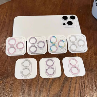 ฟิล์มกล้อง สำหรับiphone รุ่นใหม่ กระจก เพชร ขอบสี 15 14 16 pro max 15 plus 15 pro 14 13promax 11 12 13 promax pro mini