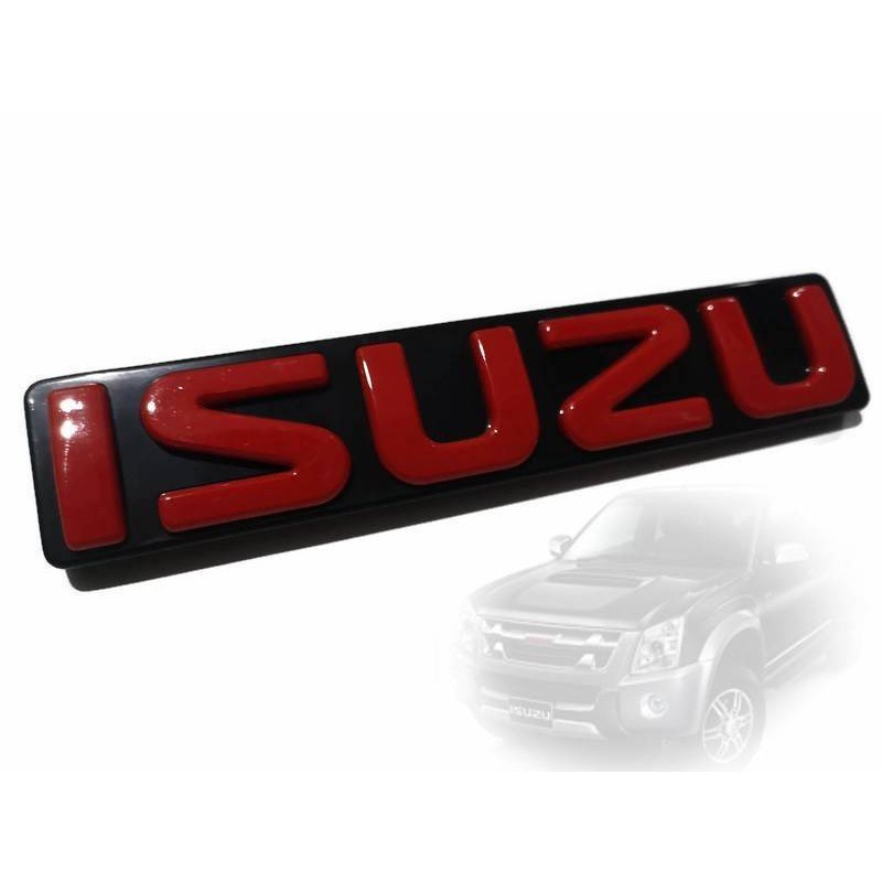 โปรโมท ** โลโก้หน้ากระจัง สีแดง ISUZU ตราหน้ากระจัง DMAX LOGOสีแดง ปี2003-2011 ราคา ถูกที่สุด ดีลบีเคเค