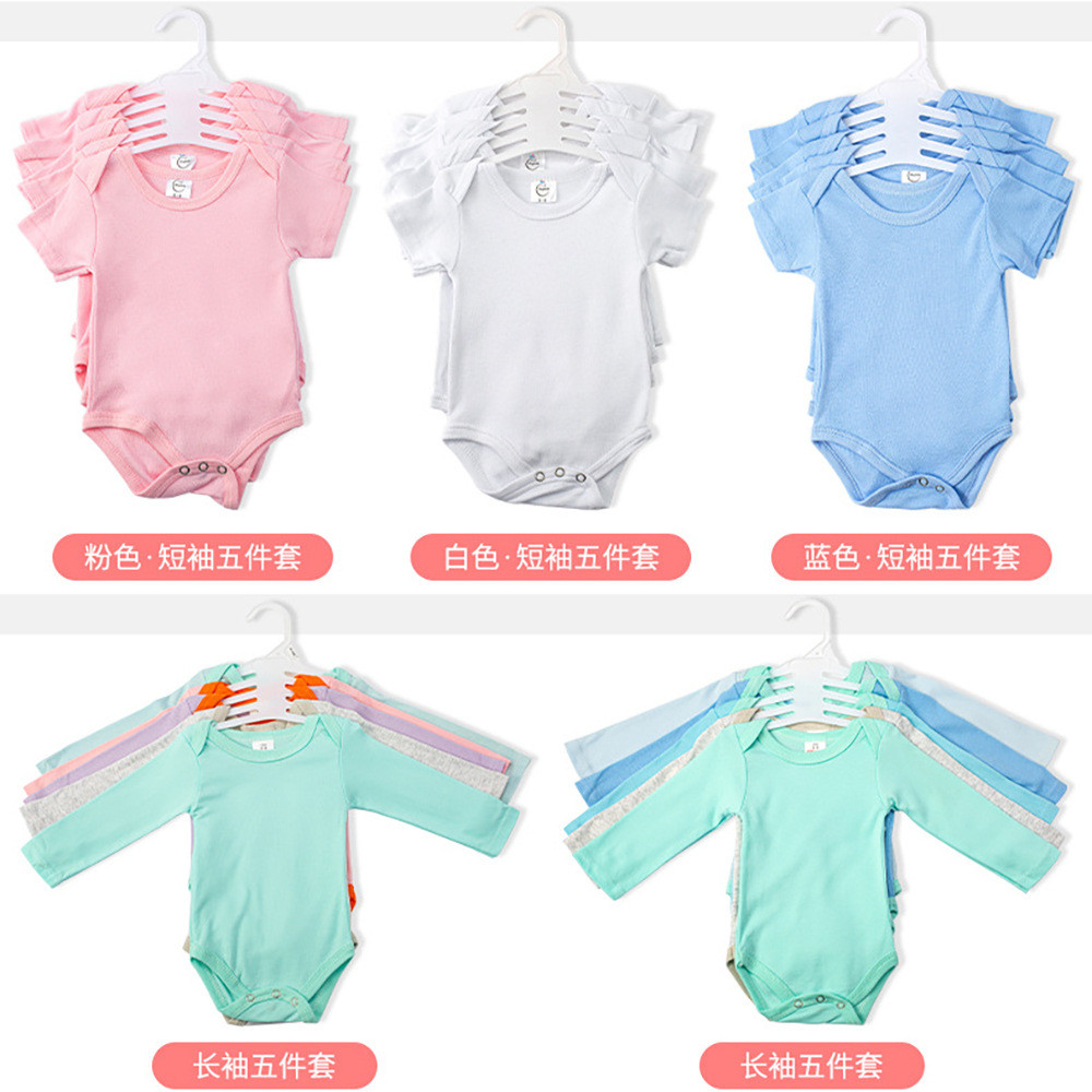 0-December ชุดรอมเปอร์แขนสั้นสําหรับเด็กผ้าฝ้ายแท้แขนยาวRomperห้าชิ้นแขวนเสื้อผ้าทารกแรกเกิดเต็มเดือ
