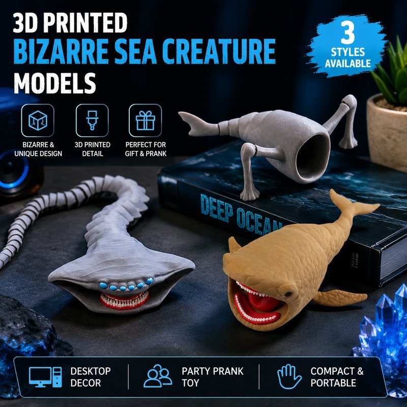 ของเล่น 3D print action figure Sea Monster โมเดลสัตว์ทะเล ข้อต่อเคลื่อนไหวได้ สำหรับนักสะสมและของขวัญเด็ก