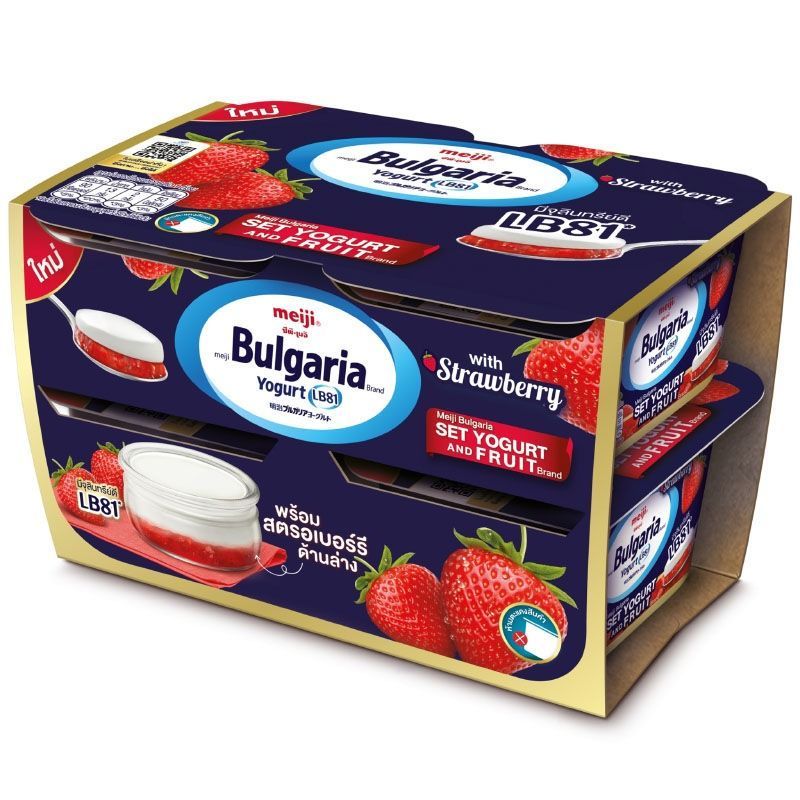 เมจิบัลแกเรียโยเกิร์ตผสมสตรอเบอร์รี่ 110ก แพค 4 Meiji Bulgaria Yoghurt with Strawberry 110g. Pack 4 [8850329063758 ]