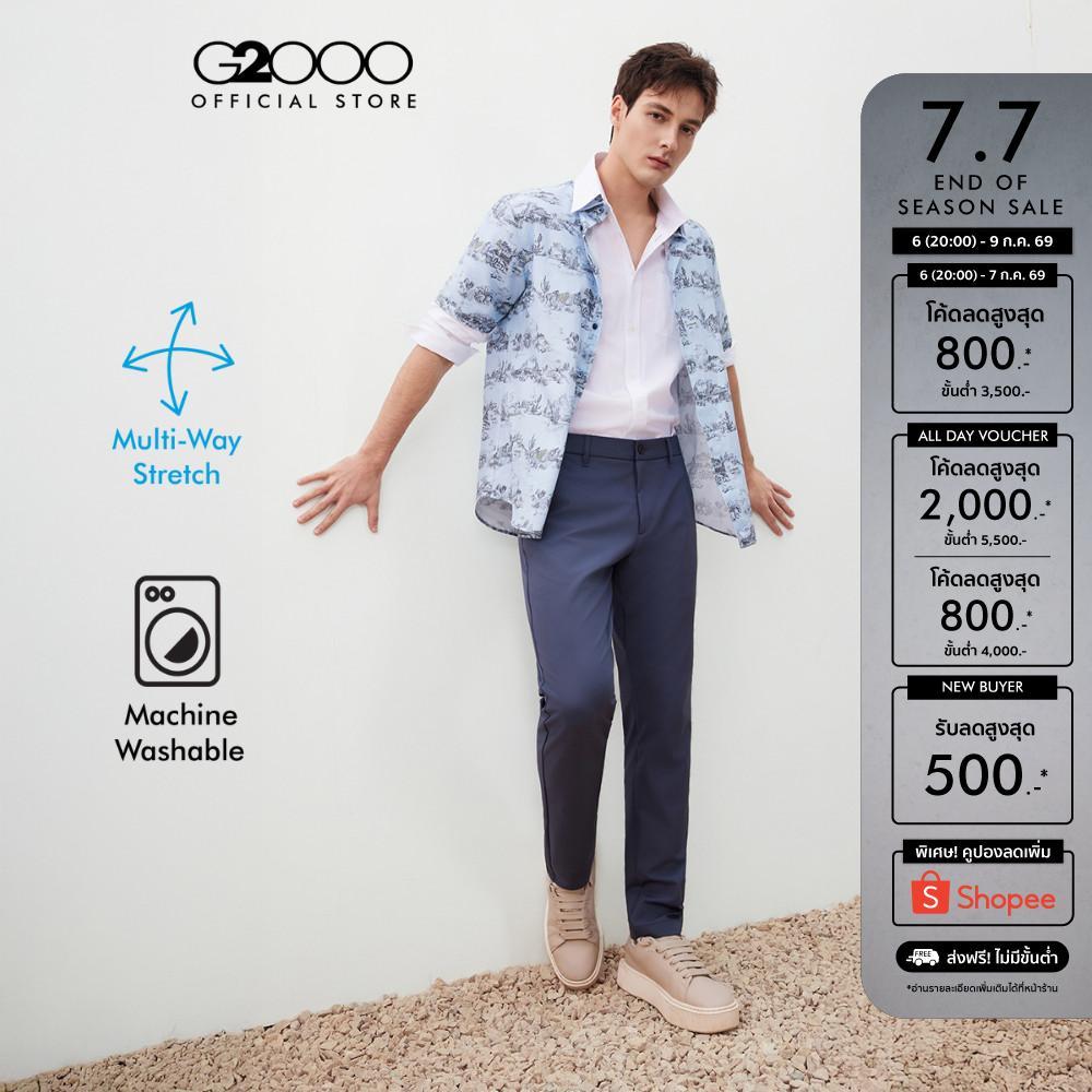 G2000 กางเกงขายาวแบบลำลองสำหรับผู้ชาย Slim Tapered Fit รุ่น 5616700772 สีฟ้าเข้ม