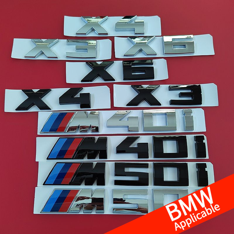 [ป้าย M ฟรี] เหมาะสําหรับป้ายรถ BMW X3 X4 X6 M30i M40i M50i ดัดแปลง M รถด้านหลังสีดําป้ายคําอุปกรณ์ต