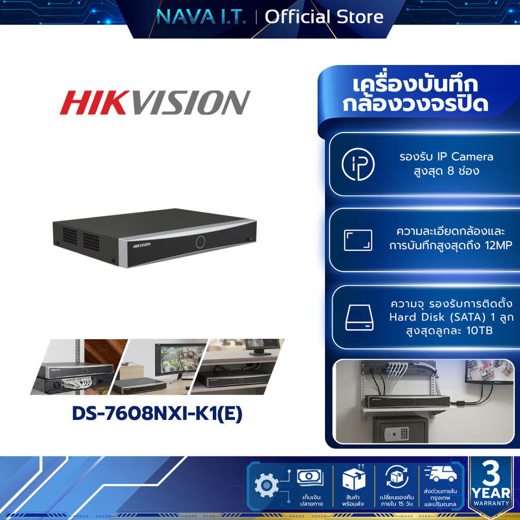 HIKVISION DS-7608NXI-K1(E) ระบบบันทึกวิดีโอ ยกระดับความปลอดภัยด้วยระบบวิเคราะห์อัจฉริยะ