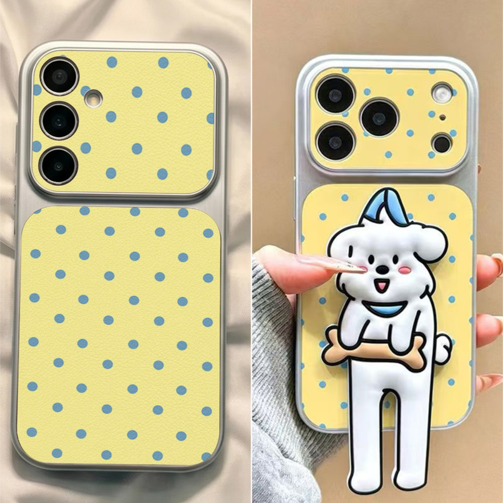 INS ลายจุดสีฟ้า เคส For Samsung A27 A37 A57 S26 A07 A17 A56 A36 A06 A16 A35 A55 A15 ท่ายืนสุนัข เคสโทรศัพท์ เคสมือถือ