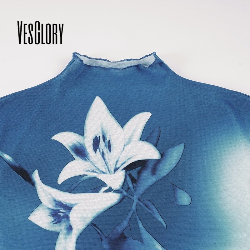 VesGlory ผู้หญิง 2026 พิมพ์รอบคอแขนกุดตาข่าย Tank Top แฟชั่น New Daily College Y2k — صورة 8