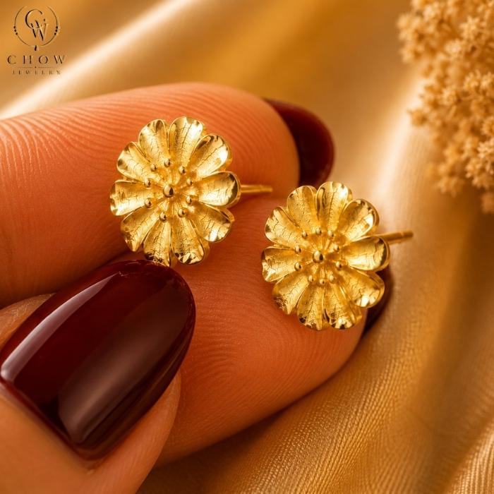 Women Earring SET 4 ต่างหูผู้หญิง Golden Daisy Earring พรีเมียม