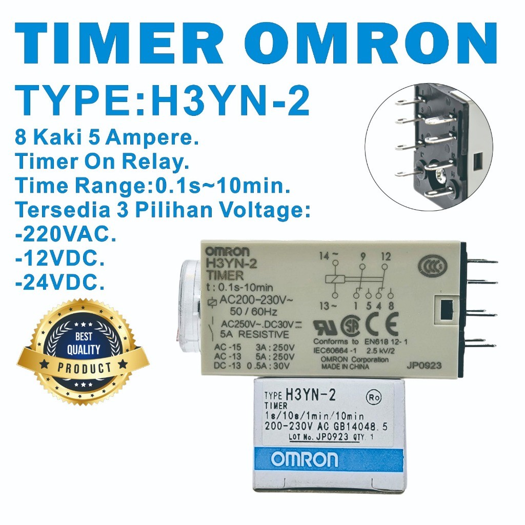 OMRON H3YN-2 8PIN 220V/12VDC/24VDC TIMER. คุณภาพดีที่สุด