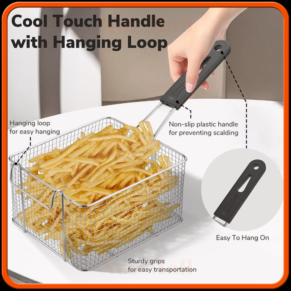 สแตนเลส French Fries Deep Fryer ตะกร้าตะกร้ากรอง HK945