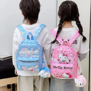 JIE HOME กระเป๋านักเรียน Sanrio ลายคุโรมิ เมโลดี้ ชินนาม่อนโรล ปอมปอมปุริน สําหรับเด็กอนุบาลและประถม