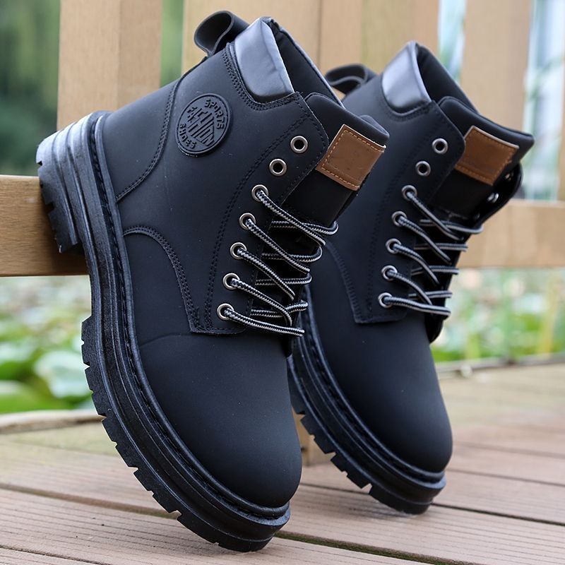 [ขายร้อน] Martin Boots Men Shoes Worker Boots High-Top Hiking Shoes Men Rhubarb Boots Men Martin Sho