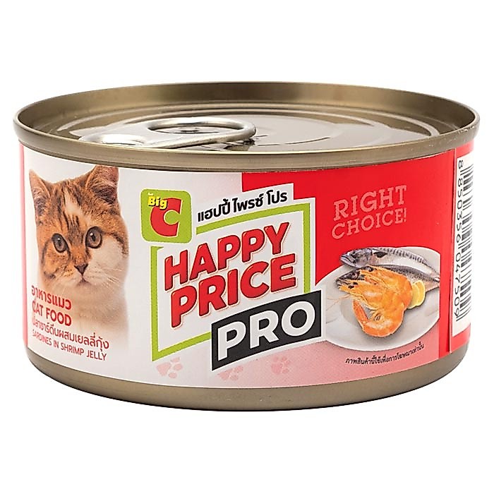 บิ๊กซี แฮปปี้ ไพรซ์ โปร อาหารแมวกระป๋อง แบบเปียก รสปลาซาร์ดีนผสมเยลลี่กุ้ง ..