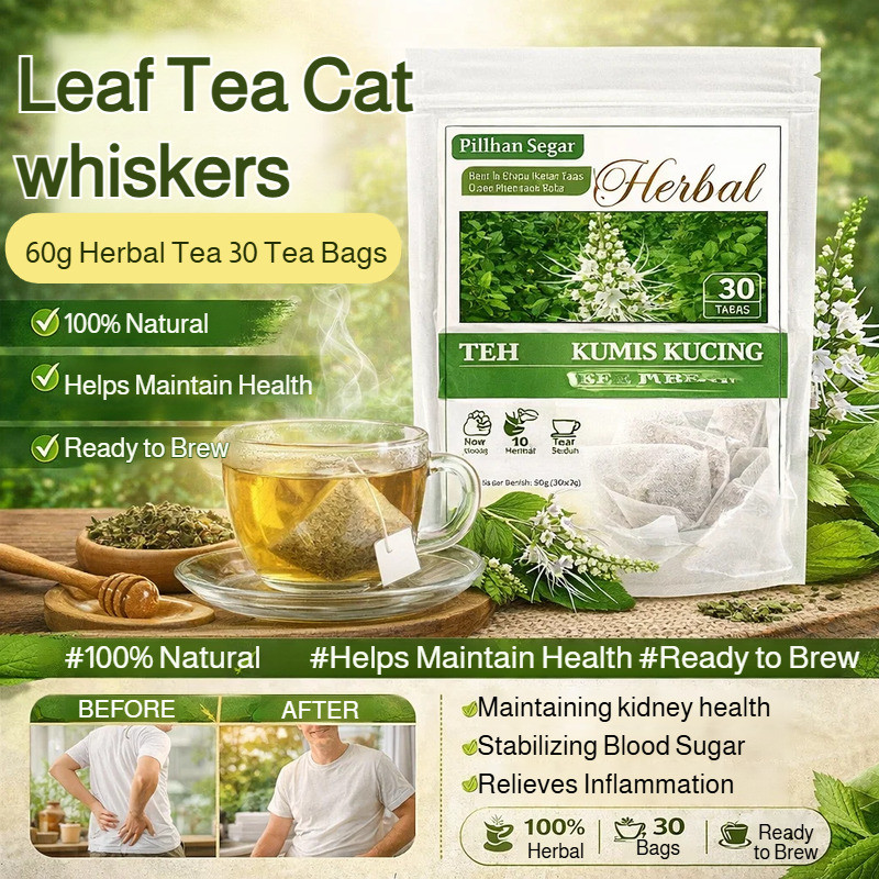【ลดกรดยูริก】[Detox Alami & Jaga Kesehatan Ginjal] ชาใบหญ้าหนวดแมว/ชาเพื่อสุขภาพ/ชา 30 ซอง/ดีท็อกซ์ธรรมชาติ/ช่วยขับปัสสาวะ/ช่วยลดกรดยูริก/ชาใบสมุนไพร