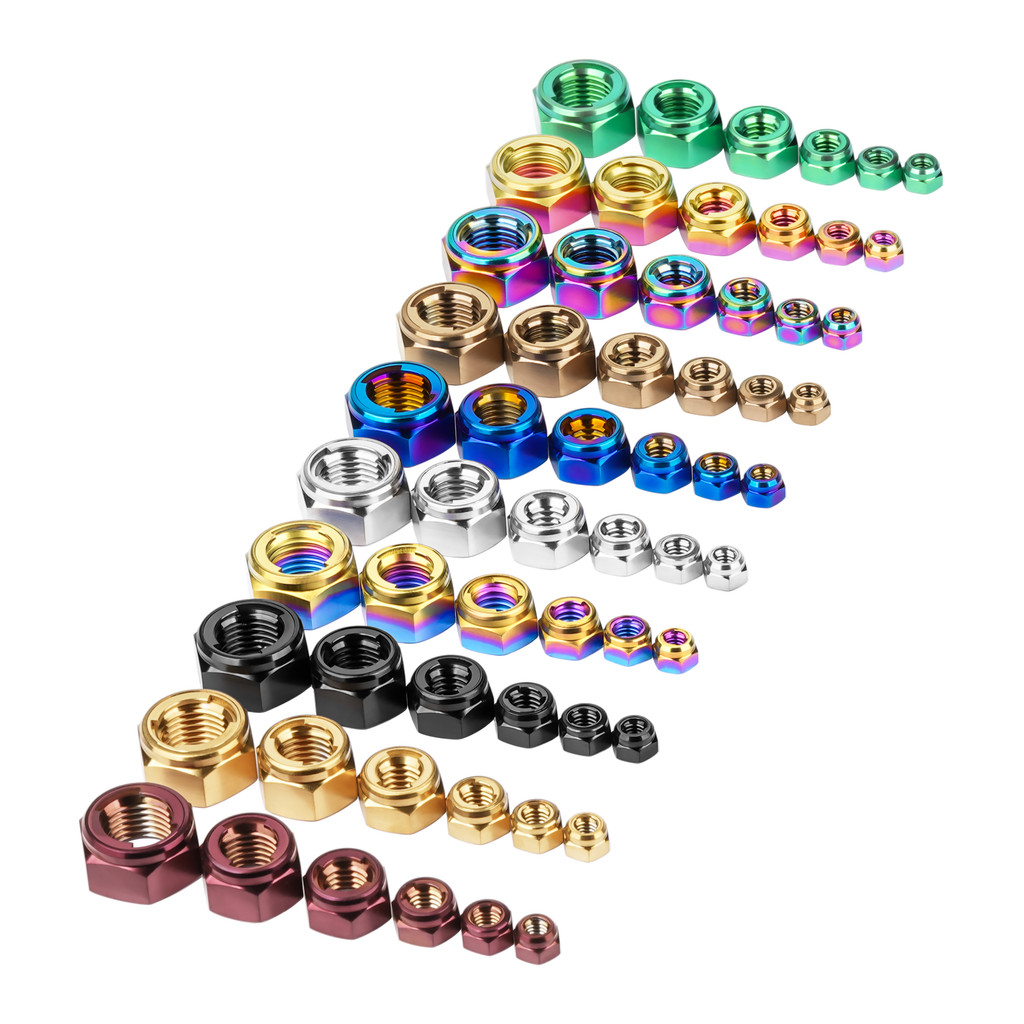 Wanyifa Titanium Alloy Nuts M4 M5 M6 M8 M10 M12 Hex Lock Nuts สําหรับรถจักรยานยนต์และการปรับเปลี่ยนรถ