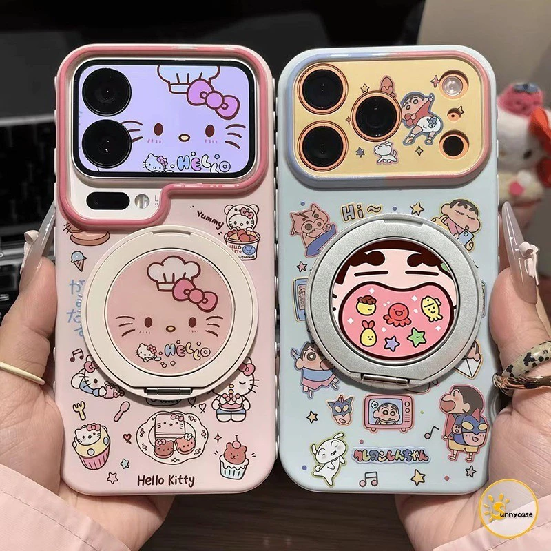 สำหรับ Redmi A3 13 12 9C 10A 14 11 13C 10s 13X Note 9 A1 14C A2 11s 9A 10 เคสหน้าต่างกล้องลายตัวการ์ตูนวงแหวนหมุน