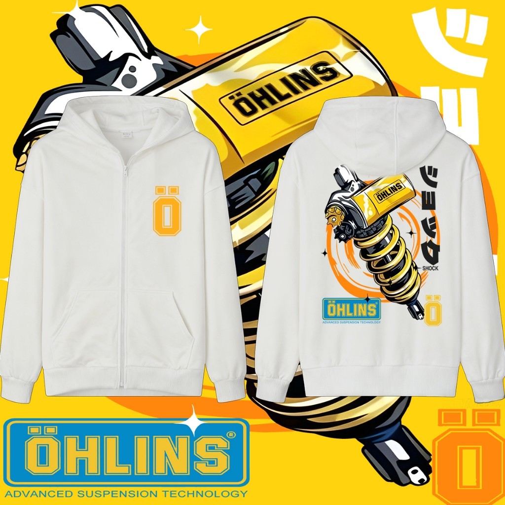 Fashion Style Ohlins Shockbreaker Racing ยืนคอ Cardigan Herex รถHonda Gank MP Hooded cardigan M-3XL 