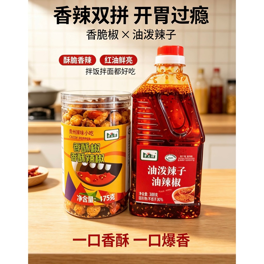 香椒 + Oil辣子香辣双拼组合装 Crispy Chili & Spice Chili Oil Combo Pack