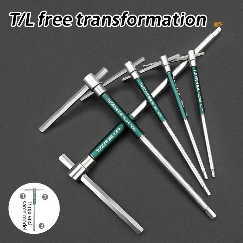 F & P T/L 2/2.5/3/4/5/6/8/10 มม.T Torx ไขควง T ประเภท Allen Hex ประแจ Chrome T-รูปเครื่องมือขยาย T-S